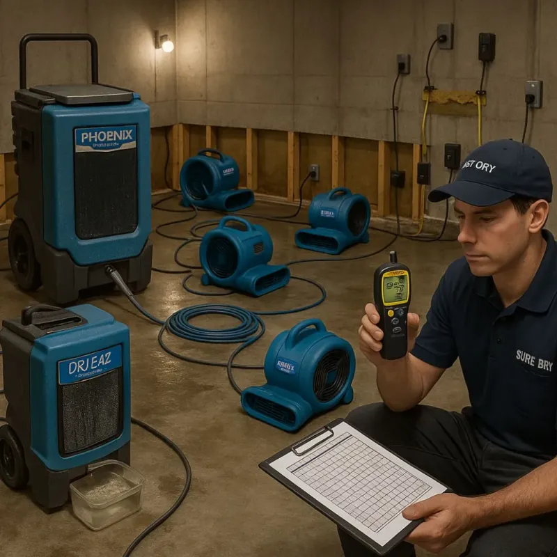 Structural Drying and Dehumidification process in Oak Grove, TN